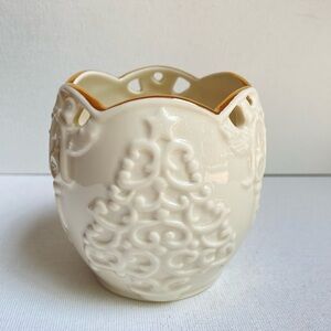 Lenox Merry Lights Tree Votive Christmas candleholder scalloped rim gold trim